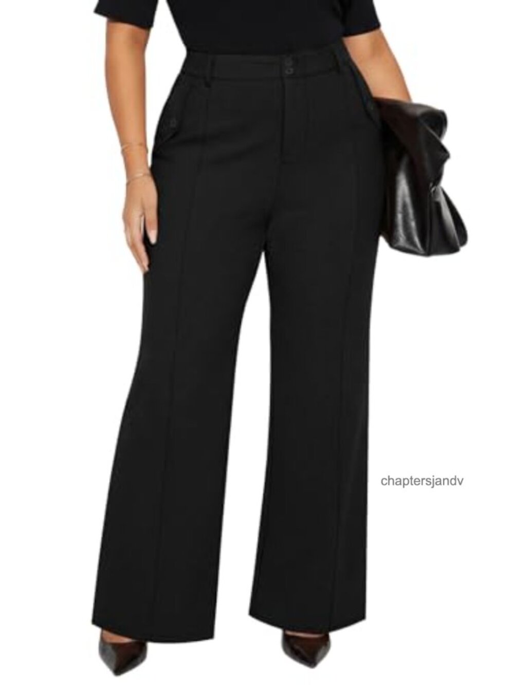 Plus Size High Waist Wide Leg Dressy Work Pants Business Casual Trousers